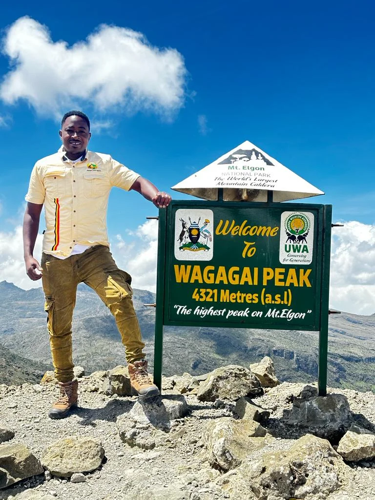 Anthony Kiweewa at Wagagai Peak, Mount Elgon National Park